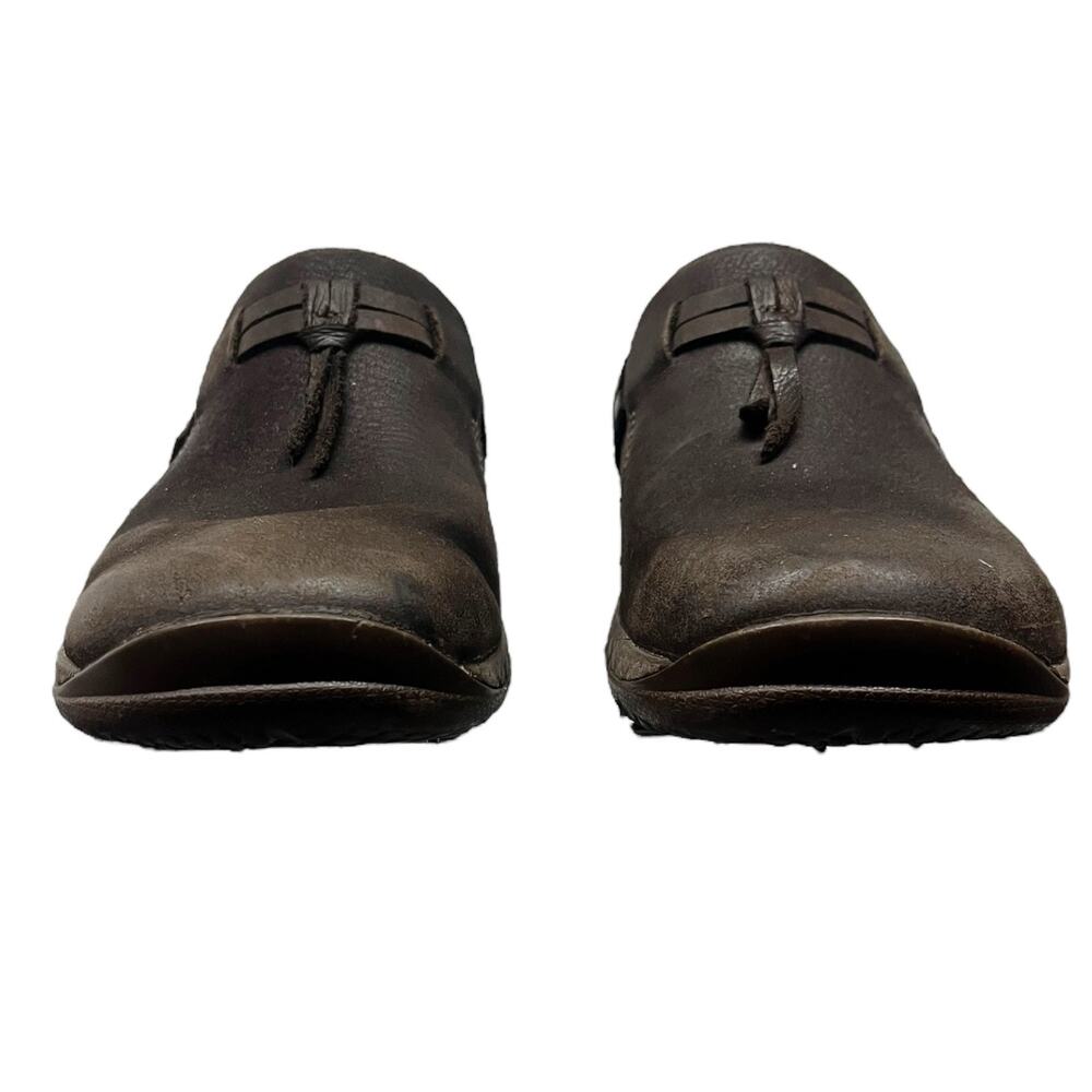 MERRELL Encore Bracken Brown Leather Braided Slide Q2 Slip On Shoe 6.5 Mules GUC - Picture 3 of 8
